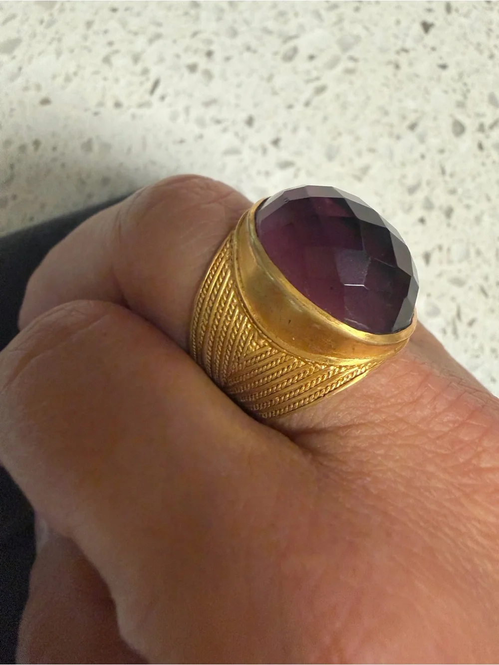Julie Vos Gold Ring with Deep Purple Faceted Stone